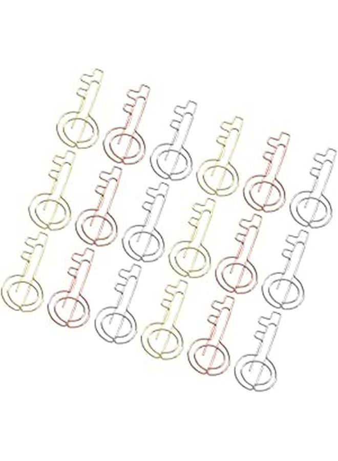Key Shaped Decorative Paper Clips 30pcs Assorted Gold Rose Gold Silver Office Desk Accessories - Image 1