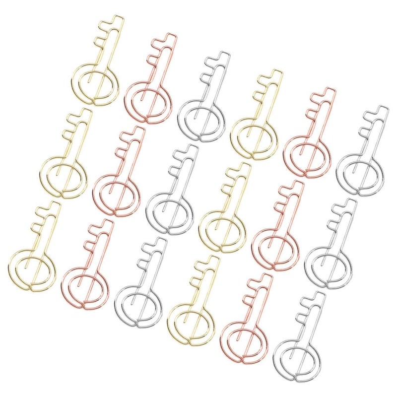 Key Shaped Decorative Paper Clips 30pcs Assorted Gold Rose Gold Silver Office Desk Accessories - Image 2