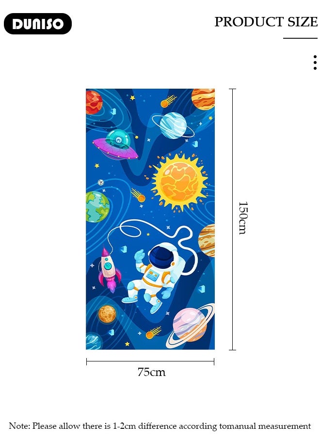 DUNISO Microfibers Beach Swimming Towel for Kids,Super Soft Absorbent Quick Dry Lightweight Sand Free Bath Towel,Cartoon Astronaut Print Pattern Double-sided Printing Pool Beach Blanket,Perfect for Bath Sport Travel Beach Swimming Camping  - Image 4