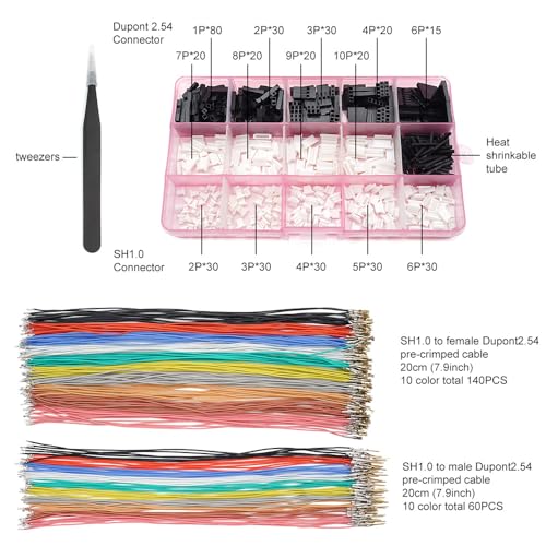 elechawk SH1.0 to DP 2.54 Pre-Crimped Cables and Connectors Kit Compatible with JST SH 1.0mm for I2C Qwiic Stemma QT Wire Flight Controller F405 H7 F7 - Image 2