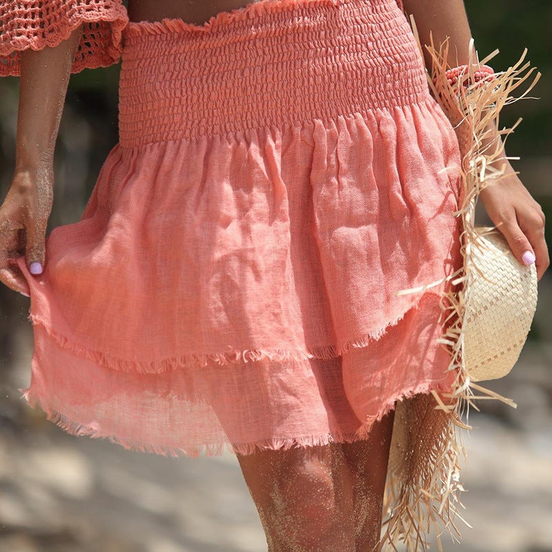 Sports Short Skirt Women'S Home Yoga Beach Skirt Casual Cotton Bamboo Ladies Short Skirt - Image 5