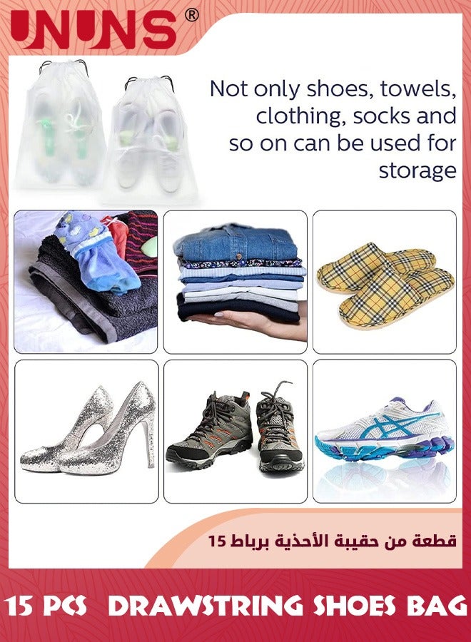 UNUNS 15 Pcs Transparent Storage Bags Set,Shoes Storage Organizers Pouch Wth Rope For Men Women Kids,Large Clear Shoe Bags For Travel Packing Shoe Organizers,Household Storage Bag,Clothes,Toiletries - Image 2