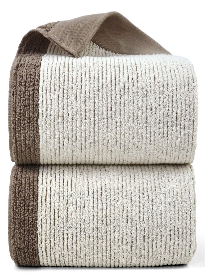 Cleanbear Shower Towels for Bathroom - Ultra Soft Bath Towels Set of 2, 520 GSM, 500,000 Dense Loops per Side, Quick-Dry and Highly Absorbent, 54 x 28 Inches, Light-Brown - Image 1