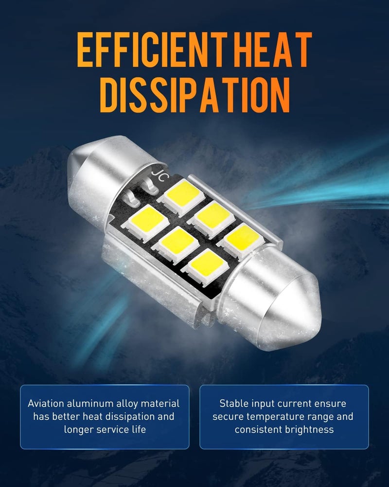 LUYED 2 X Super Bright 2835 6-EX Chipsets Error Free 1.25 inches DE3175 DE3021 DE3022 3175 LED Bulbs Used For Dome light,Xenon White - Image 3