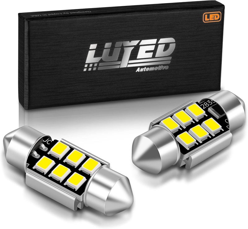 LUYED 2 X Super Bright 2835 6-EX Chipsets Error Free 1.25 inches DE3175 DE3021 DE3022 3175 LED Bulbs Used For Dome light,Xenon White - Image 1