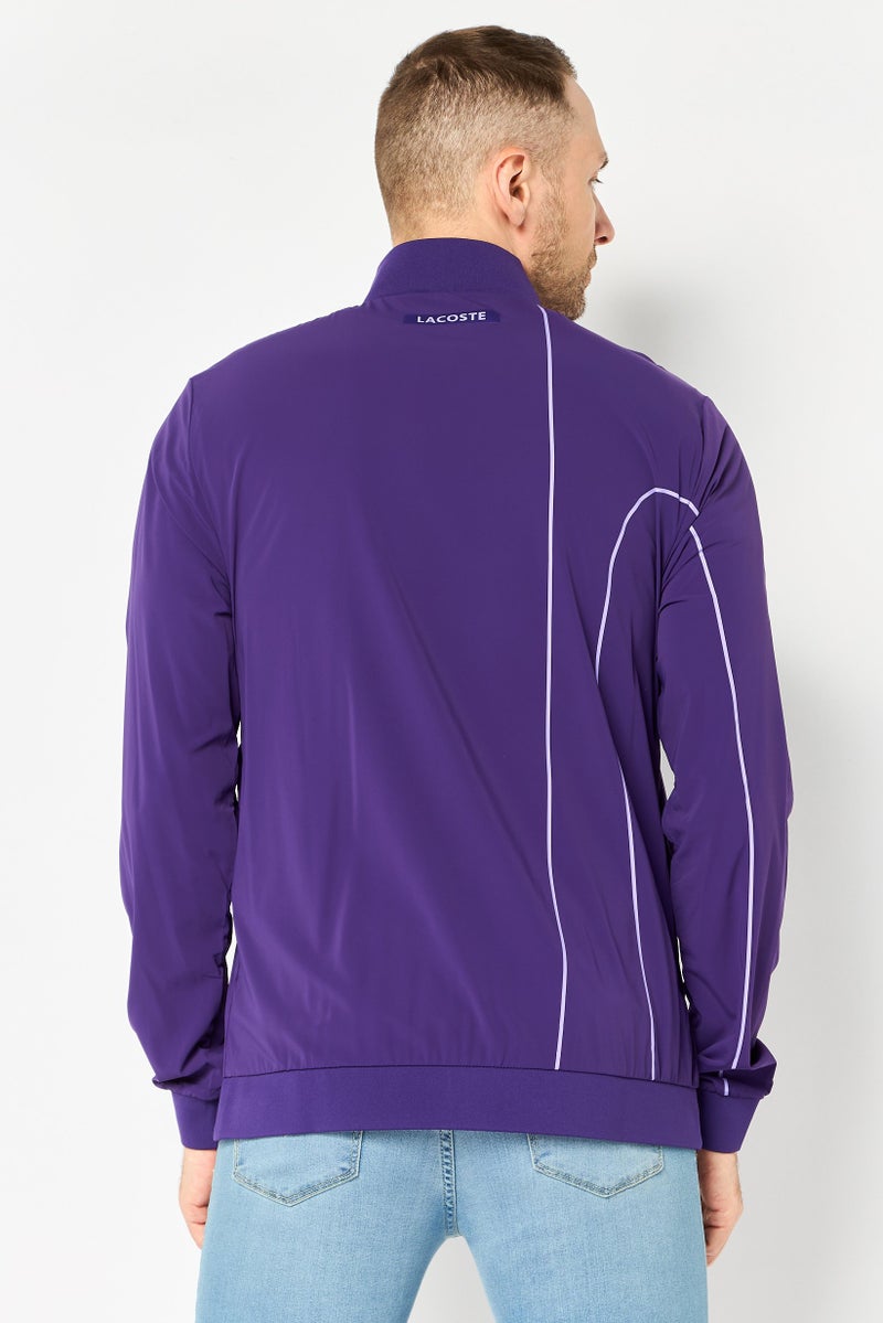 LACOSTE Novak Djokovic x Lacoste Men Regular Fit Long Sleeve Outdoor Jacket, Purple - Image 4