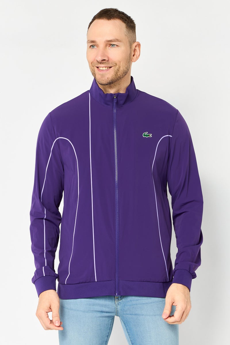 LACOSTE Novak Djokovic x Lacoste Men Regular Fit Long Sleeve Outdoor Jacket, Purple - Image 1