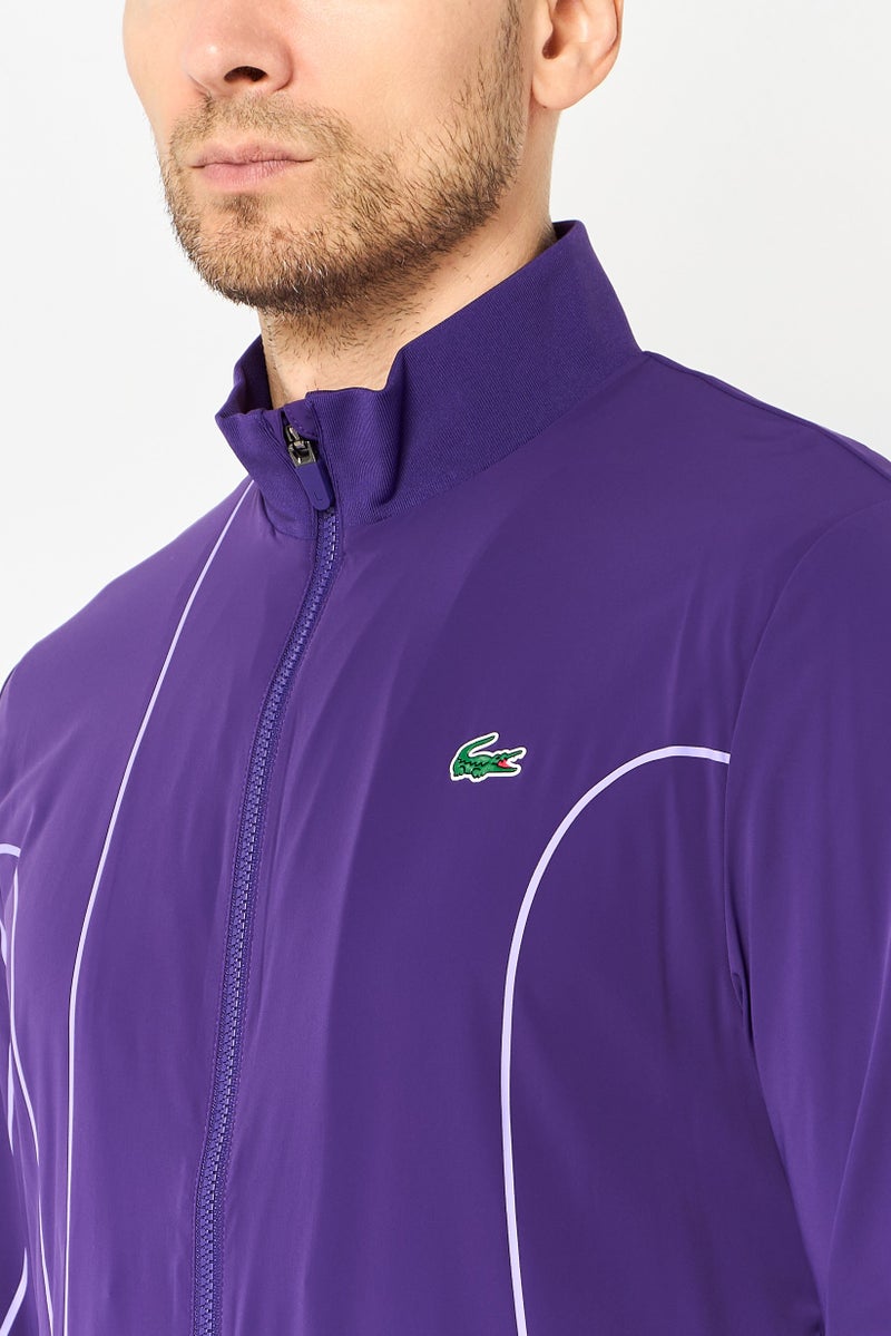 LACOSTE Novak Djokovic x Lacoste Men Regular Fit Long Sleeve Outdoor Jacket, Purple - Image 3