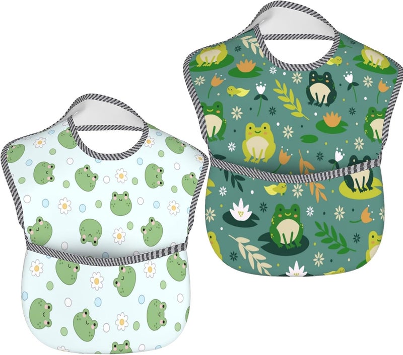 Qwalnely Cute Bibs 2Packs for 624 Months Washable Fabric Waterproof - Image 2