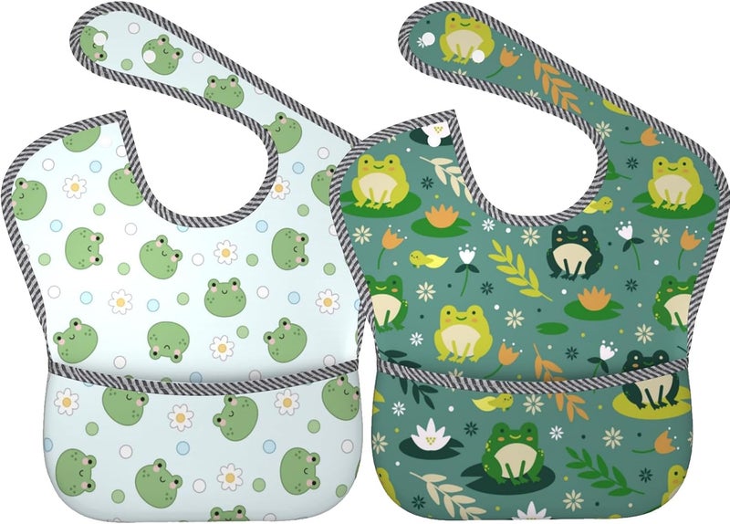 Qwalnely Cute Bibs 2Packs for 624 Months Washable Fabric Waterproof - Image 1