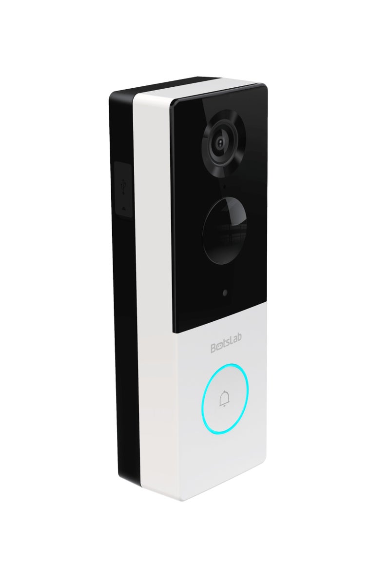 Botslab The Botslab R801 Smart Video Doorbell features 2K QHD resolution, 140° wide-angle vision, facial recognition, intelligent motion tracking, and Alexa/Google Assistant support. - Image 1