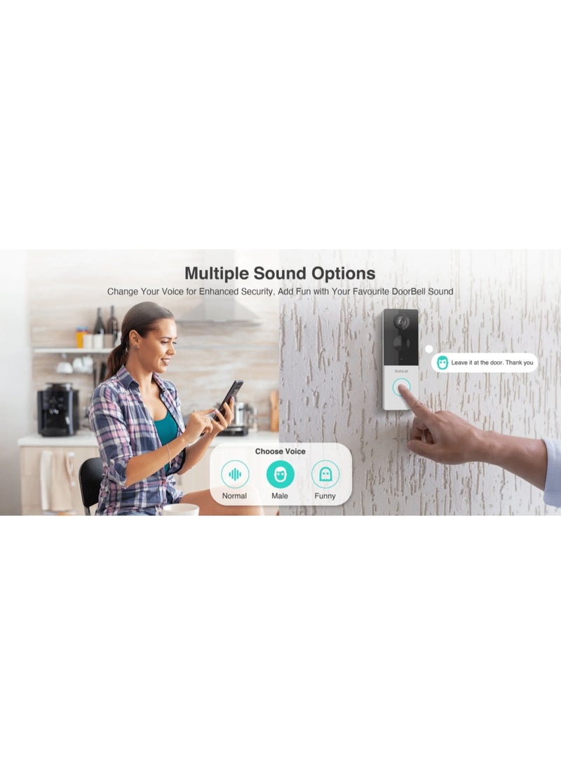 Botslab The Botslab R801 Smart Video Doorbell features 2K QHD resolution, 140° wide-angle vision, facial recognition, intelligent motion tracking, and Alexa/Google Assistant support. - Image 4