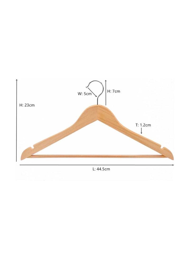 AXENTURE 50-Piece Non-Slip 360° Swivel Hook And Precisely Cut Notches Wooden Hangers Natural Wood/Silver 44.5x23x1.01cm - Image 4