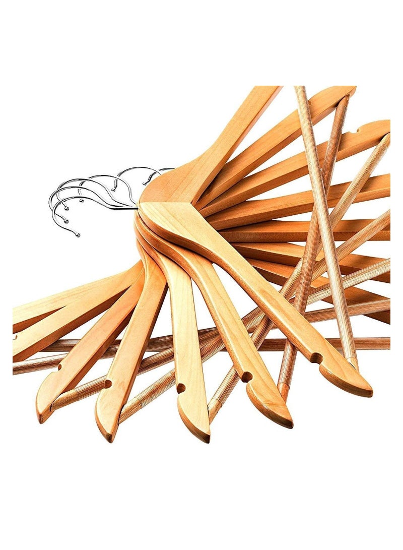 AXENTURE 50-Piece Non-Slip 360° Swivel Hook And Precisely Cut Notches Wooden Hangers Natural Wood/Silver 44.5x23x1.01cm - Image 5