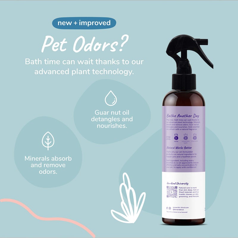 kin+kind Dog Deodorizing Spray - Safe, Natural, & Easy to Use Pet Odor Eliminator, Premium Cat/Dog Detangler Spray Formula Made w/Aloe, Dog Deodorizer for Smelly Dogs/Cats Made in The USA (12 fl oz) - Image 2