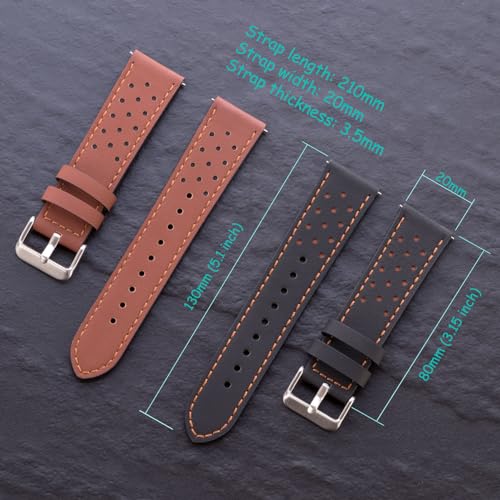 Snowoxen Galaxy Watch 5 Bands 2 Packs, Compatible with Samsung Galaxy Watch 5 Pro 45mm/ 5 40mm/ 5 44mm Band, 20mm Genuine Leather Quick Release Women Men's Watch Band (Black+Brown01) - Image 4