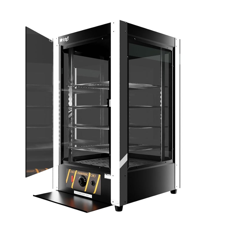 KRISP KRISP 800W 75-Liter Food Display Warmer | 4 Layers | Commercial Catering Hot Box | Keep Your Pizza, Pastries, Patties, and More Warm | Stylish Black-Grey Design | 1-Year Warranty  - Image 1