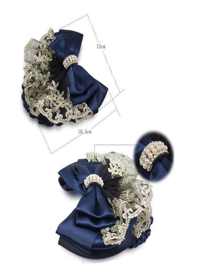 سوبيربليس غطاء شعر شبكي مزين بفيونكة، إكسسوارات شعر، مشبك شعر مزين بفيونكة، مشبك شعر مزين بزهرة دانتيل (بنفسجي) - Image 3