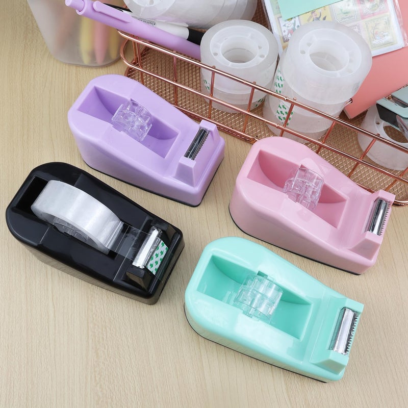 Aacehlh 1Pcs Desktop Tape Dispenser,Adhesive Roll Holder with Weighted Nonskid Base,Office Tape Dispensers for School, Office and Home (Purple) - Image 5