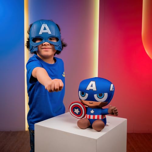 Mirada Marvel Captain America Soft Plush Toy – 22cm | Official Licensed Superhero Stuffed for Kids, Boys & Girls | Super Cuddly Character Toy for Fans | Perfect for Birthday Gifts/Christmas/Diwali - Image 1