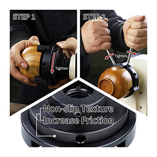 DEEFIINE 4 Inch Wood Lathe Chuck Set 1" x 8 tpi & 3/4"x16TPI Adapter, Self Centering 4 Jaw Wood Turning Chuck - Image 5