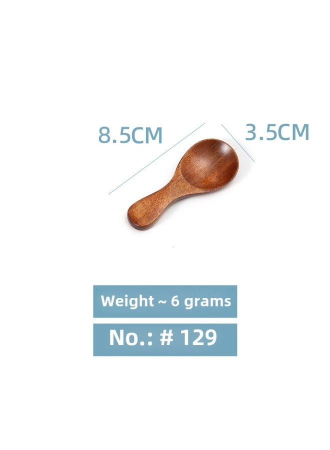 Mini Wooden Tea Spoon Short Handle Wide Mouth Medicine Spoon Lotus Wood Ice Cream Small Dessert Seasoning Small Wood-Color:4  - Image 1