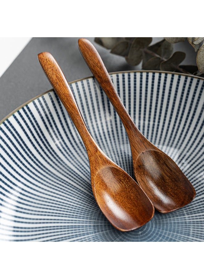 Mini Wooden Tea Spoon Short Handle Wide Mouth Medicine Spoon Lotus Wood Ice Cream Small Dessert Seasoning Small Wood-Color:4  - Image 3