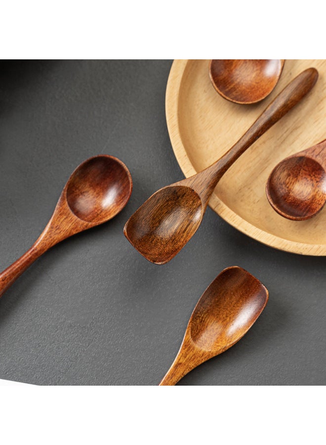 Mini Wooden Tea Spoon Short Handle Wide Mouth Medicine Spoon Lotus Wood Ice Cream Small Dessert Seasoning Small Wood-Color:4  - Image 4