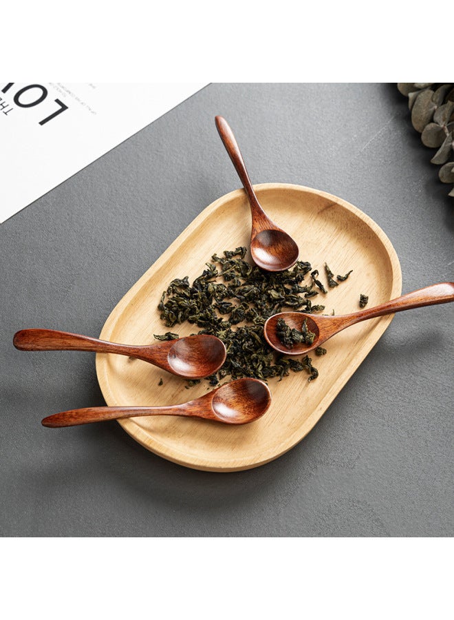 Mini Wooden Tea Spoon Short Handle Wide Mouth Medicine Spoon Lotus Wood Ice Cream Small Dessert Seasoning Small Wood-Color:4  - Image 5