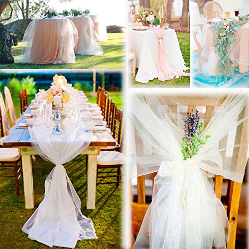 Anteer Crystal Organza Tulle Sheer Fabric Backdrop Curtains for Wedding Baby Shower Birthday Party Event Decor, 19” by 30 Yard (White) - Image 5