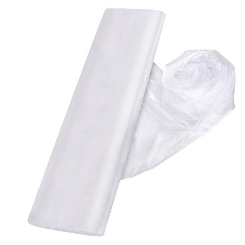 Anteer Crystal Organza Tulle Sheer Fabric Backdrop Curtains for Wedding Baby Shower Birthday Party Event Decor, 19” by 30 Yard (White) - Image 1