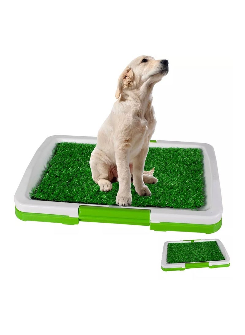 DubaiGallery Dog Toilet Mat Indoor Training Grass Potty Pad Tray Large Puppy Indoor Dog Toilet Mat Potty Tray Training Grass Restroom with Tray and Loo Pad - Image 2