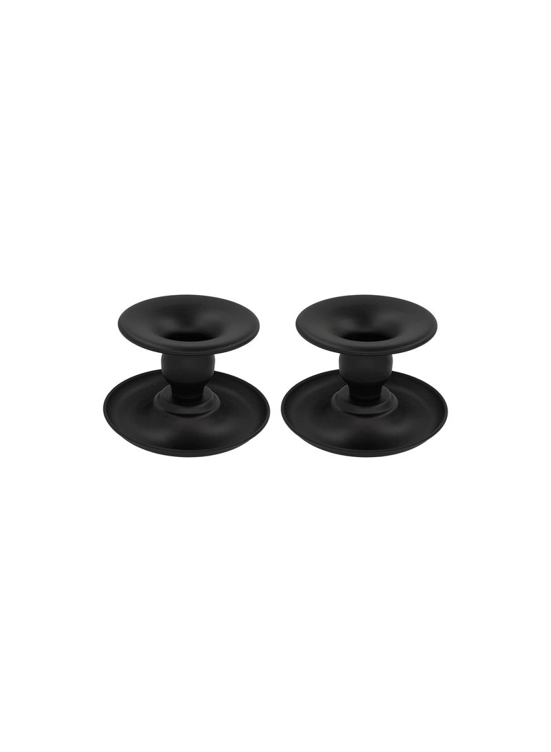 SYOSI Candle Holder, for Table Centerpiece, Metal Candle Holders for Pillar Candle or Taper Candle, Matte Black, 2PCS - Image 1