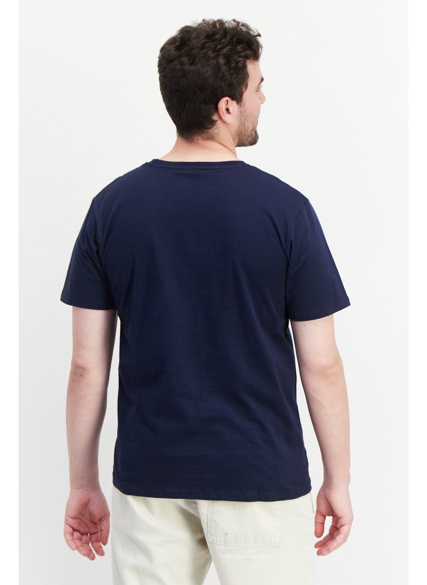Nordland Men Crew Neck Short Sleeve Printed T-Shirt, Navy Blue  - Image 4