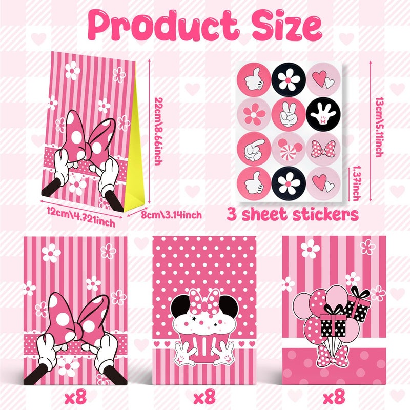 Fprl 24 Pcs Mouse Party Favor Bag Paper Goodie Bags Paper Gift Bag Birthday Party Supplies Candy Bag with Stickers for Adults Birthday Decorations - Image 2
