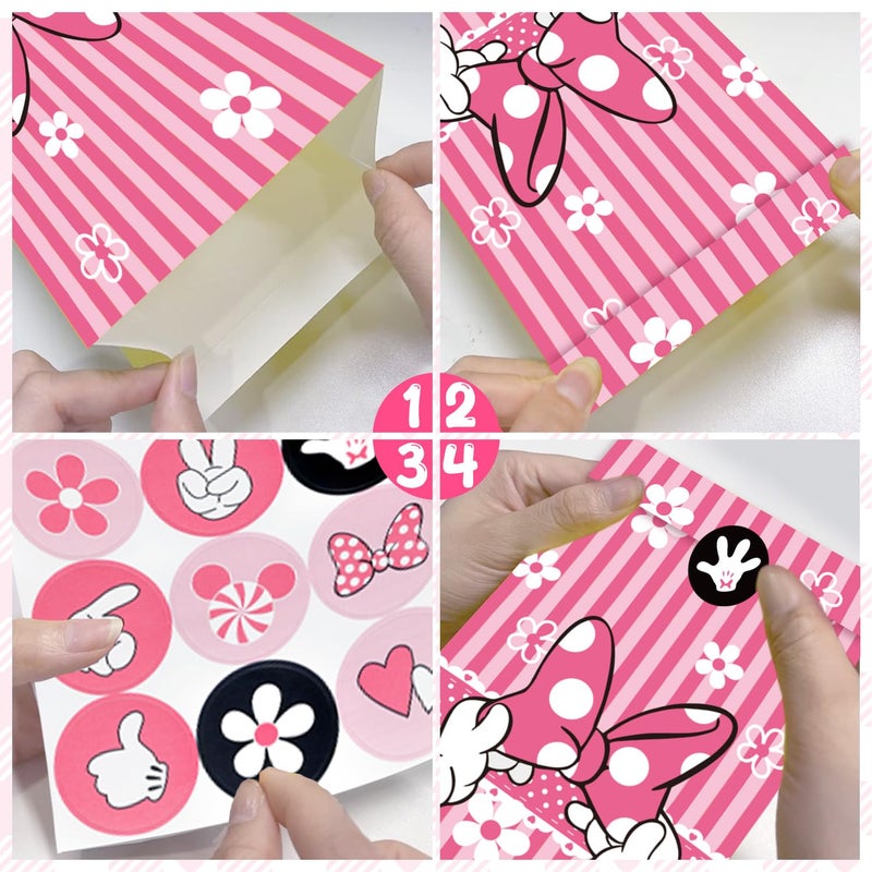Fprl 24 Pcs Mouse Party Favor Bag Paper Goodie Bags Paper Gift Bag Birthday Party Supplies Candy Bag with Stickers for Adults Birthday Decorations - Image 4