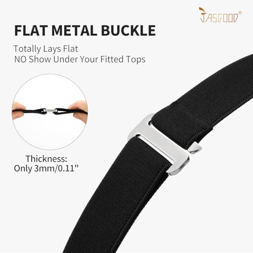 JASGOOD No Show Women Stretch Belt Invisible Elastic Web Strap Belt with Flat Buckle for Jeans Pants Dresses - Image 4