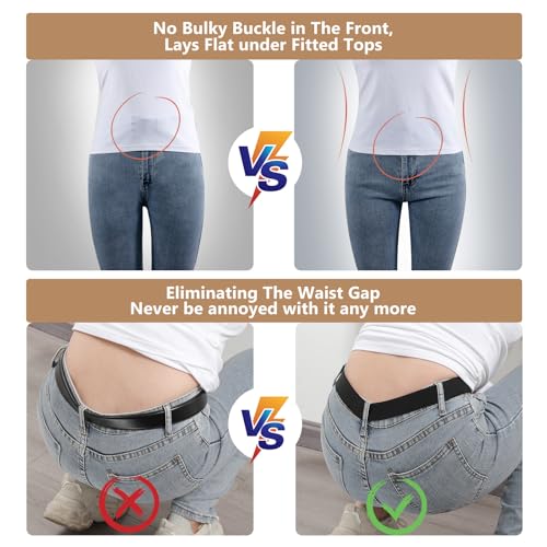 JASGOOD No Show Women Stretch Belt Invisible Elastic Web Strap Belt with Flat Buckle for Jeans Pants Dresses - Image 3