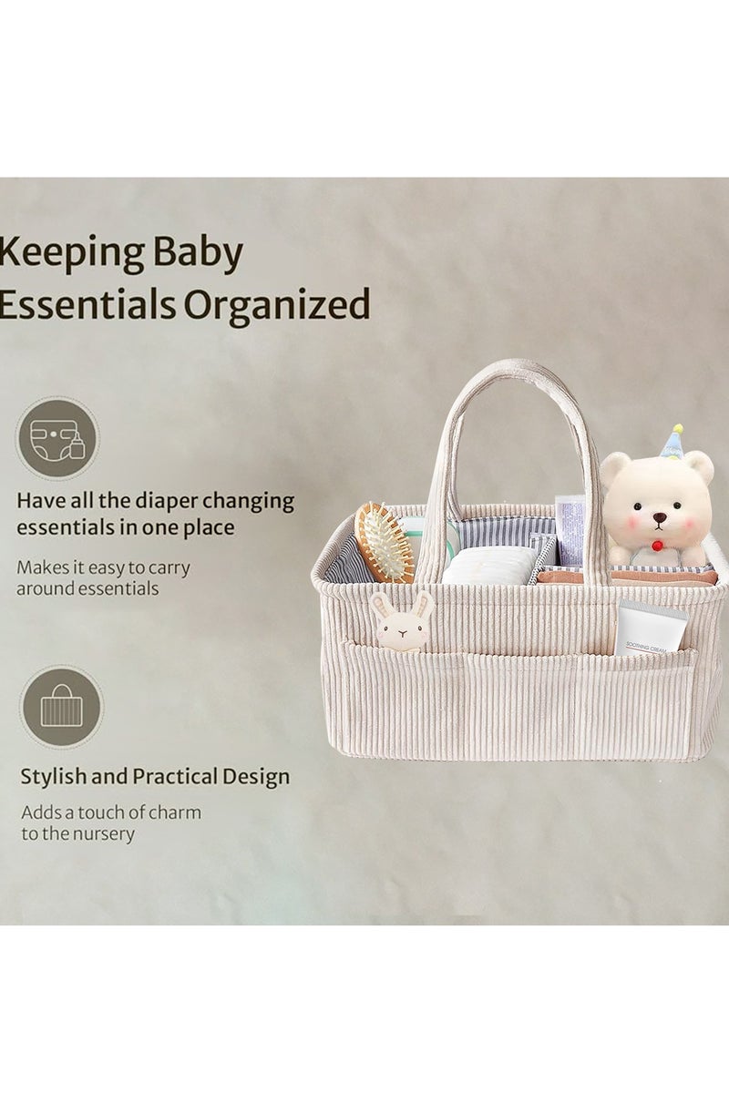 Baby Nappy Caddy Diaper Caddy Organizer, Baby Storage Basket for Diapers and Wipes, with Removable Inserts Nursery Storage Basket, Baby Shower Gift Basket, 38 x25 x18 CM - Image 3