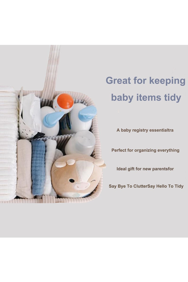 Baby Nappy Caddy Diaper Caddy Organizer, Baby Storage Basket for Diapers and Wipes, with Removable Inserts Nursery Storage Basket, Baby Shower Gift Basket, 38 x25 x18 CM - Image 4