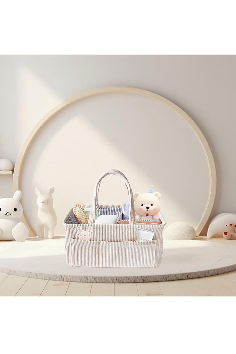 Baby Nappy Caddy Diaper Caddy Organizer, Baby Storage Basket for Diapers and Wipes, with Removable Inserts Nursery Storage Basket, Baby Shower Gift Basket, 38 x25 x18 CM - Image 5