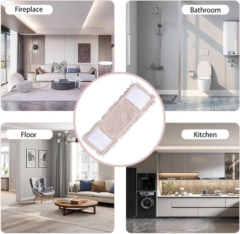 Jerliflyer Microfiber Dust Mop Pad, Wet Dry Floor Cleaning Mop Replacement Pad, Mop Pad with Extra Chennai Fill for Tiled Floors, Hardwood Floors (Cream Colour) - Image 2