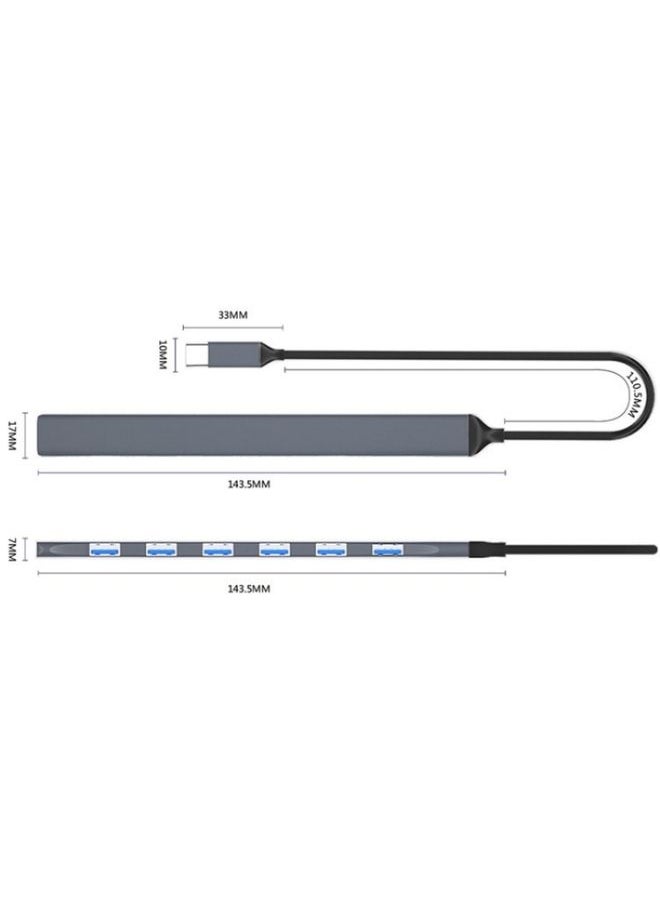 BURAQ - ADS-303C 7 Port USB 3.0 HUB Docking Station For Laptop / Tablet / PC, Type-C Port - Image 1