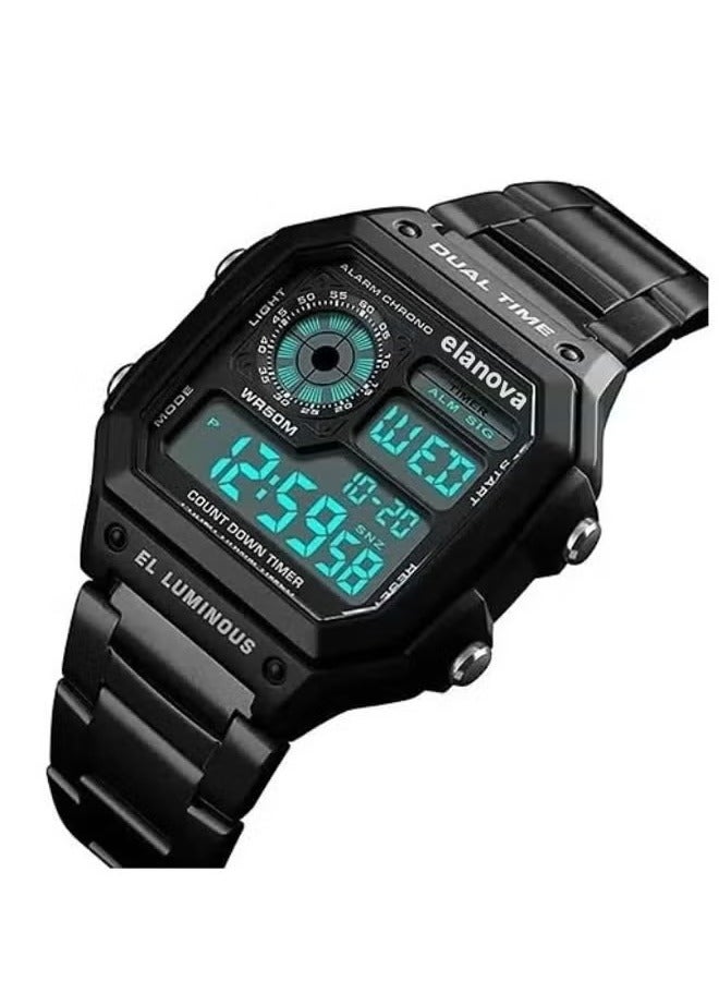 Elanova Digital wristwatch with a stainless steel strap, water-resistant and rust-proof model. EL906 - Image 2