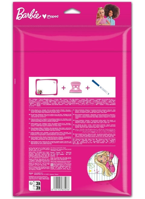 Maped Barbie White Slate Board Set Soft Shatterproof Double Sided