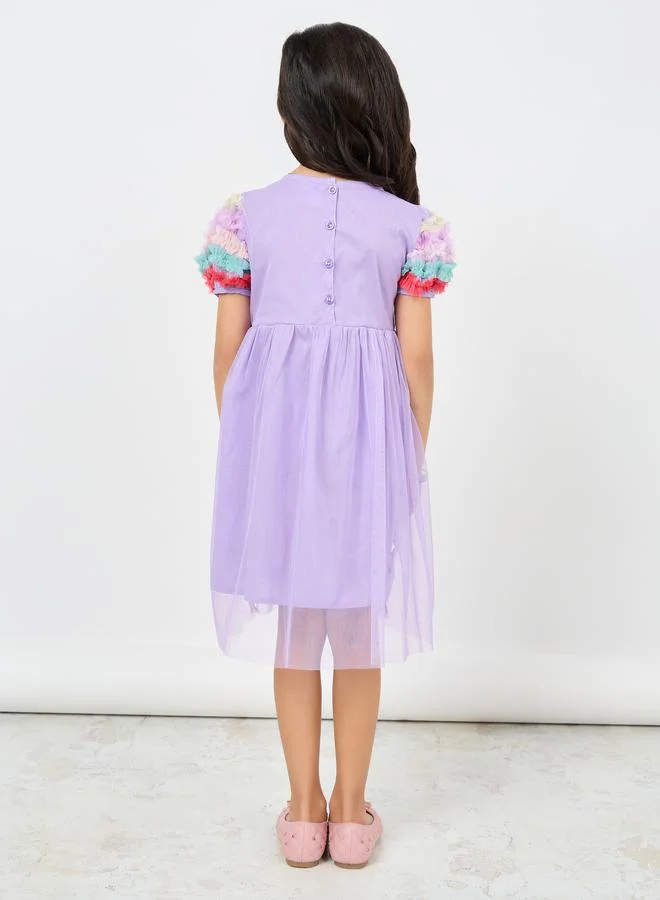 Styli Ruffled Mesh Layer Dress