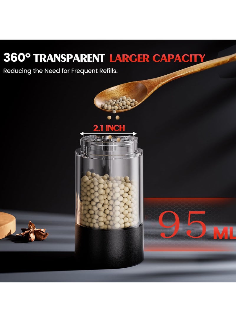 Flushrenic Electric salt and pepper grinder set, automatic battery-powered pepper grinder, with base, adjustable coarseness, adjustable seasoning grinder, easy to fill, upgraded version, large capacity with LED light, suitable for barbecue restaurant kitchens. - Image 4