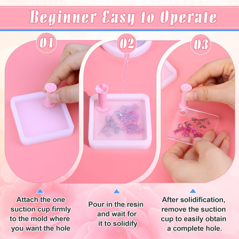 Luxiv 25 Pcs Resin Hole Makers with 5 Sizes (2/3/4/6/8mm), Luxiv Double-Side Suction Hole Pre-Drilling Tool for Resin No Drill Hole Mold for Making Jewelry, Keychain, Bookmakers, Earring, Ornaments (Pink) - Image 5