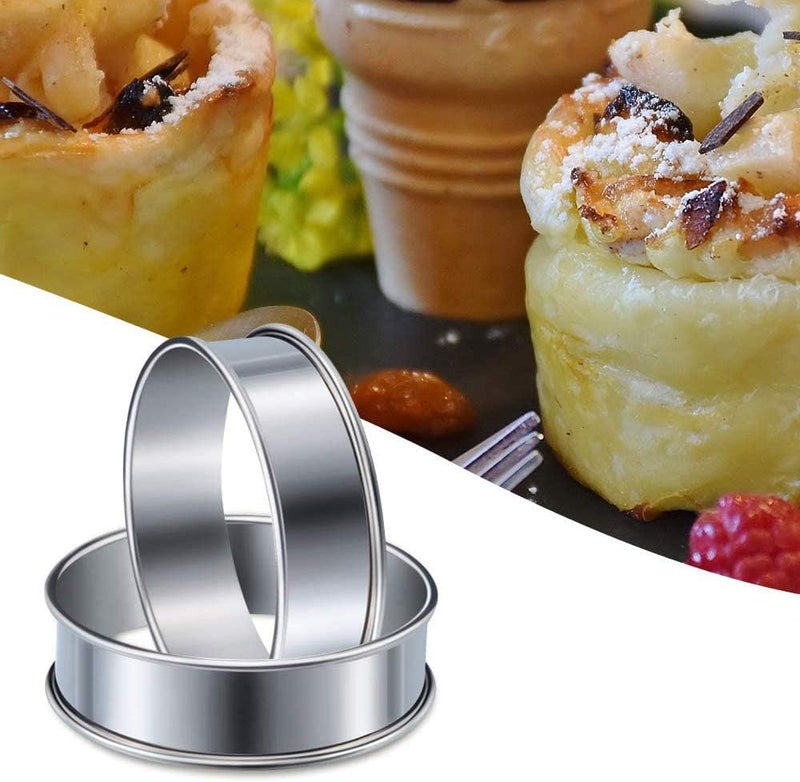 Uncle Jack 6Pcs English Muffin Rings, 4inch Stainless Steel Crumpet Rings, Double Rolled, Nonstick, for Frying Eggs, Kitchen Baking, Crumpets Baking, Silver - Image 3