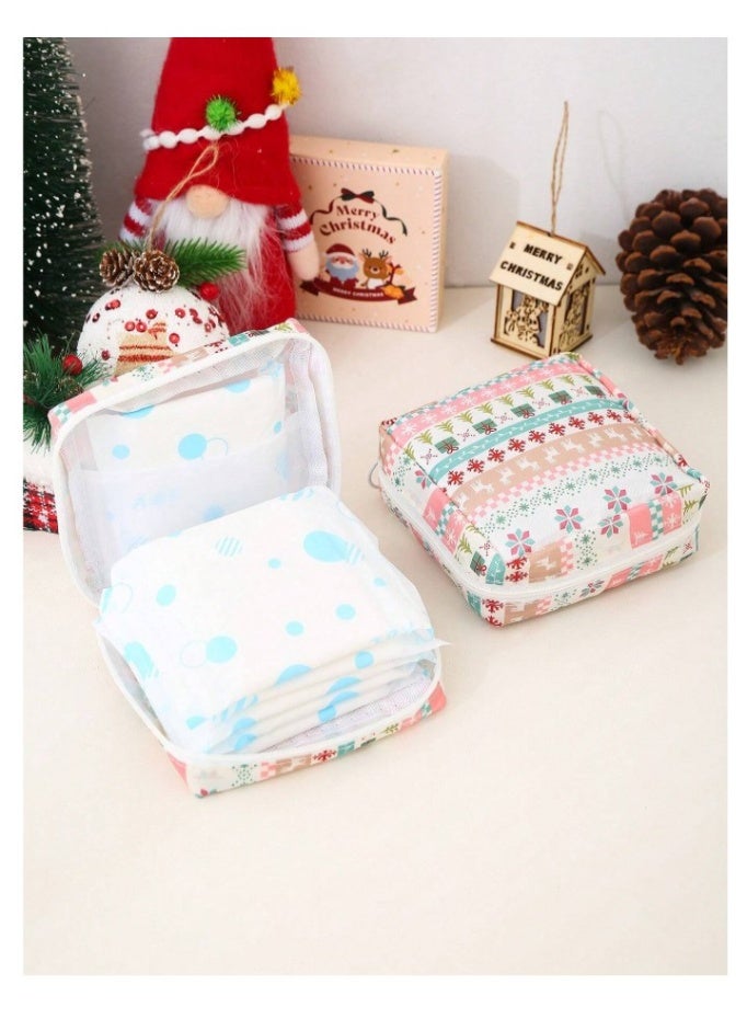 1PC Portable Sanitary Pad Bag Zippered Oxford Cloth Pouch for Pads, Toiletries, Makeup, or Coins. Stylish, Multi-Functional Travel Organizer for Girls and Women. Great for School, Office, or Holiday Gifts. - Image 1